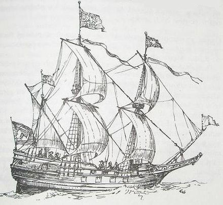 Représentation du Arka Noego, une pinasse utilisée comme navire de guerre à partir de 1625.