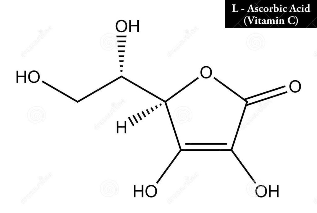 Structure moléculaire d'acide ascorbique (vitamine C)