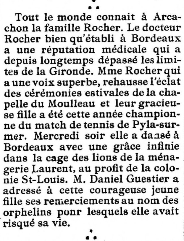 Extrait de L'Avenir d'Arcachon, 2 novembre 1924