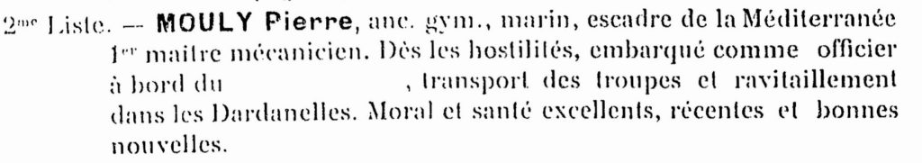 Pierre Evariste Mouly, Source l'Avenir d'Arcachon, Gallica