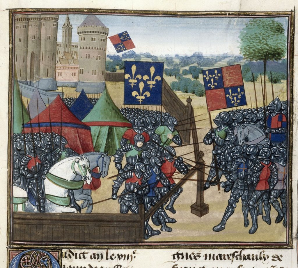 Bataille de Castillon, miniature ornant un manuscrit des Grandes Chroniques de France fin du xve siècle. British Library