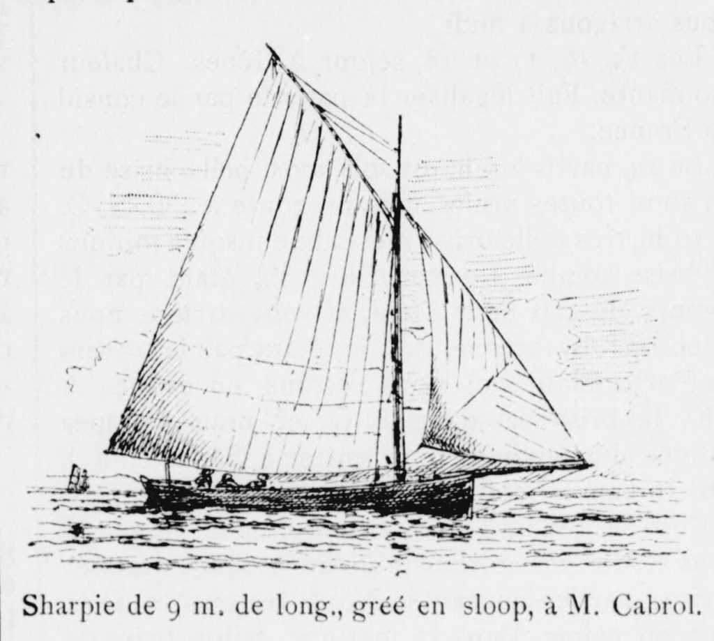 Sharpie de Monsieur Cabrol, chantier naval Lagorce. Source Le Yacht