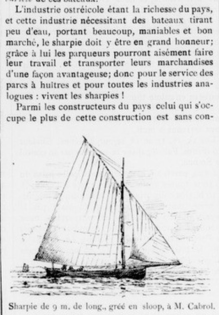 Sharpie de Monsieur Cabrol, chantier Lagorce, source Le Yacht Gallica