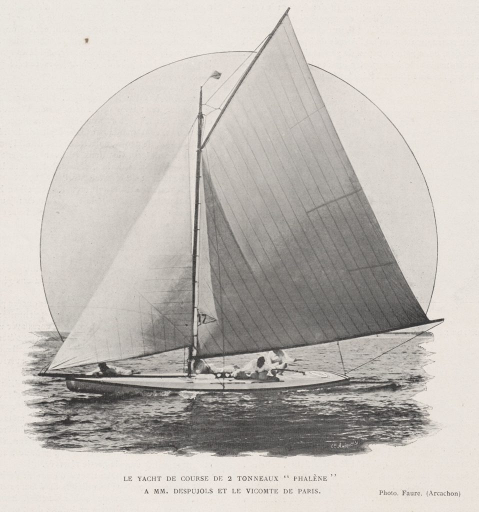 Le yacht Phalène, vicomte de paris et Victor Despujols, source Gallica