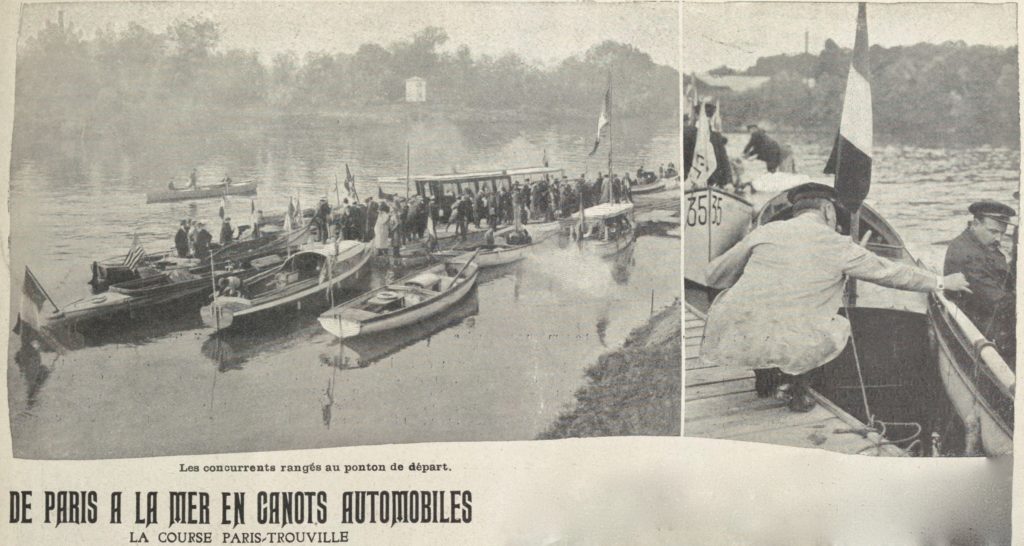 Première course de canots Paris à la Mer en 1897, source Gallica