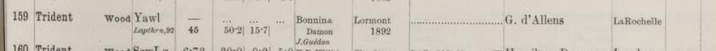 Archives Lloyd's Register, Trident à  Monsieur d'Allens