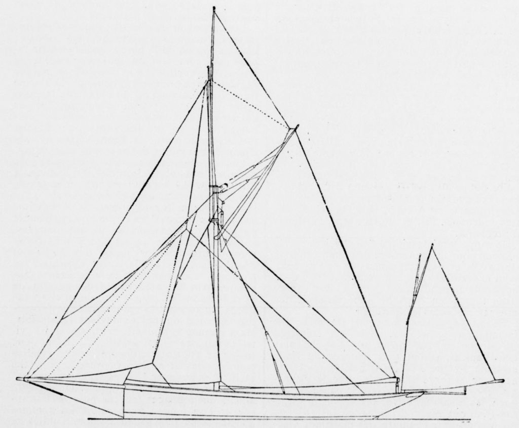 Plan de voilure de Trident, dessin Joseph Guédon, source Gallica 